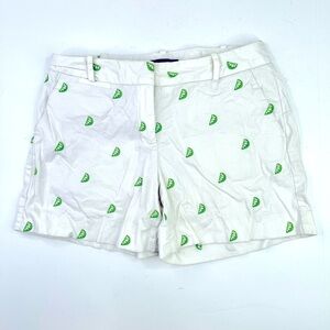 Talbots Chino shorts white embroidered green limes summer margaritas size 4